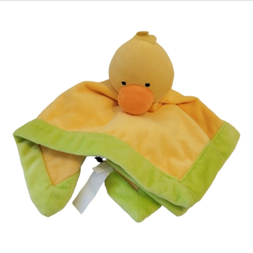 Tiddliwinks Baby Duck Chick Lovey Security Blanket 13” Yellow Green Plush.
